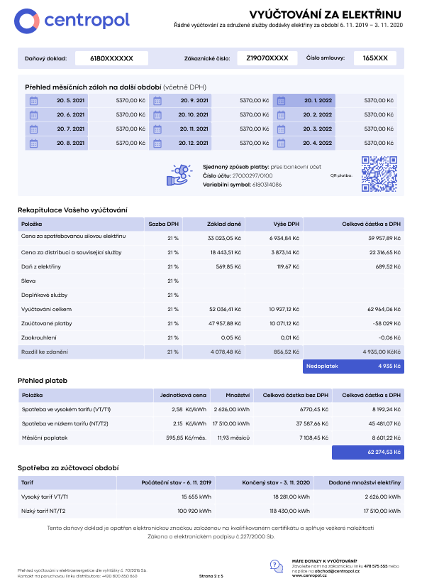 Faktura elektřina – strana 2