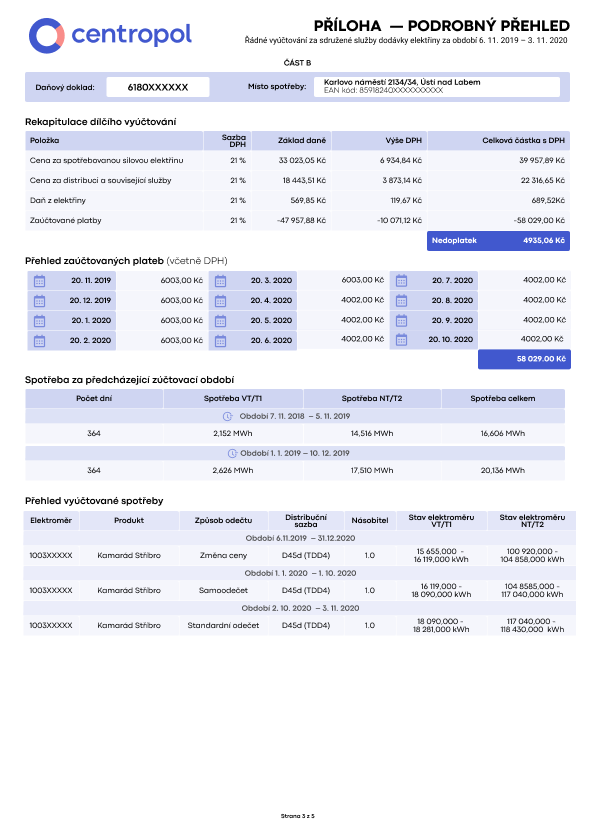 Faktura elektřina – strana 3