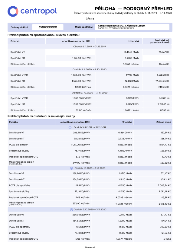 Faktura elektřina – strana 4