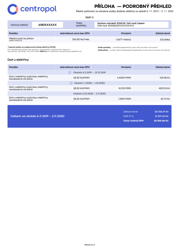 Faktura elektřina – strana 5
